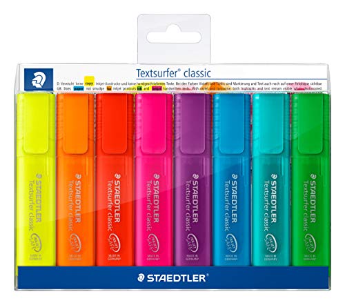 Staedtler Textsurfer classic 364 - Pack de 8 marcadores fluorescentes, tinta multicolor