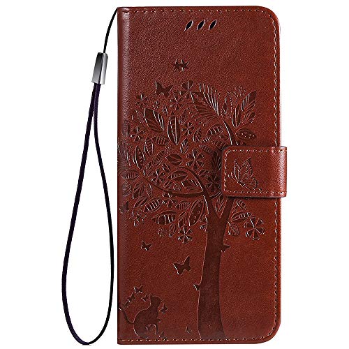 TANYO Funda Adecuado para LG K41S / K51S, Diseño Retro del Modelo de Flores, Ranuras para Tarjetas, con Magnético, Stand Function Flip Wallet Case Cover Marrón