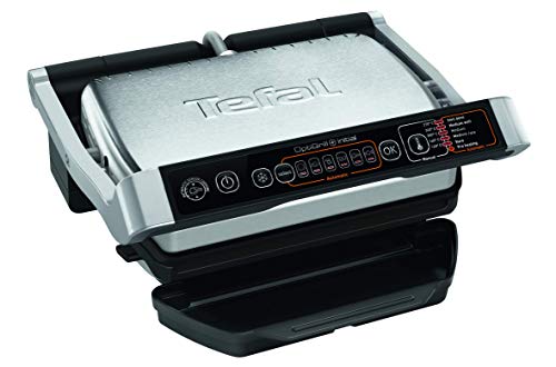 Tefal - Parrilla eléctrica OptiGrill Initial GC706D12 - Sensor automático de cocción, 5 niveles de cocción, 6 programas automáticos, 2000 W de potencia, placas aptas para lavavajillas