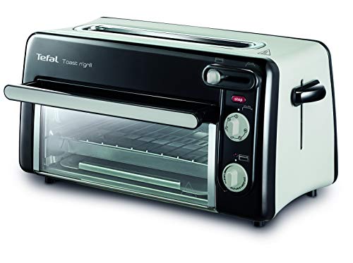 Tefal Toast & Grill TL6008 - Tostador y horno, 2 en 1, potencia 1300 W, 1 ranura larga, temporizador 10 min, termostato regulable hasta 220 C, Incluye libro de recetas, bandeja recogemigas