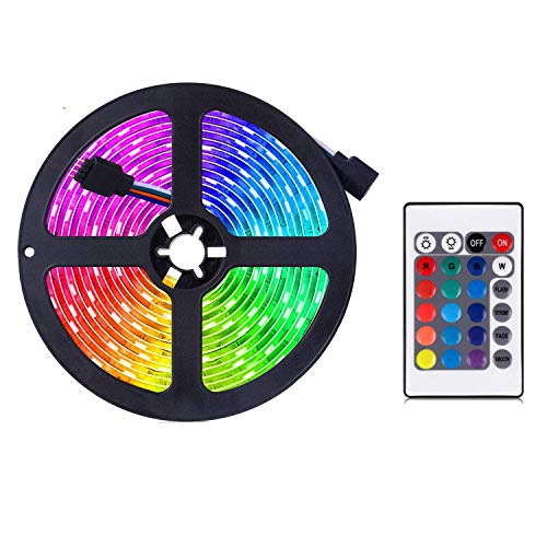 Tira de luces led que cambian de color - Set de luces RGB, con mando a distancia, ideal para habitación, hogar, cocina, fiestas