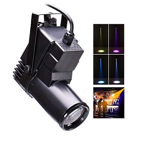 U`King Luz de Escena LED Foco Pinspot 30W DMX512 Mini Portátil Luz de Discoteca Sonido Activado Cambio de Color Automático iluminación de Escenario para Cumpleaños, Fiestas, Bodas