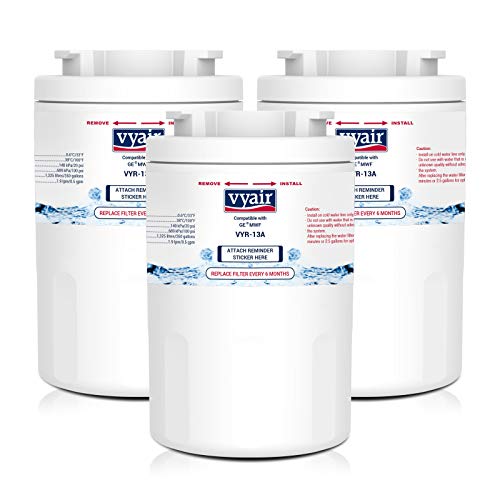 Vyair VYR-13A Reemplazo cartucho filtro de agua de la nevera para General Electric GE SmartWater MWF, MWFA, MWFP, GWF, GWFA, GWF01; Hotpoint HWF, HWFA, MWF, MWFA; Sears/Kenmore 9991, 469991 (3)