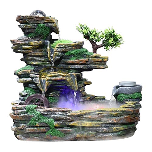 Xilinshop-Fuentes decorativas Fuente de Piedra de montaña de Interior Creativa Cascada de Tres Pisos y atomizador Humidificador de decoración de Escritorio (tamaño : L)