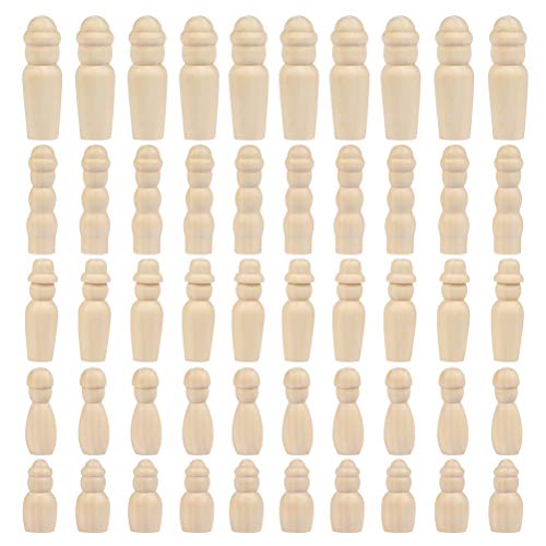 YOTINO50 piezas figura cono madera familia figuras de madera para pintar DIY figuras de madera boda cumpleaños artesanía muñecas jugar figuras hombre mujer niño