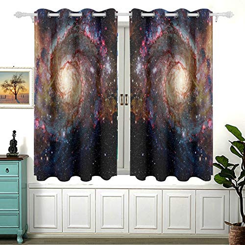 Yushg Galaxy Nebula Elements Esta Imagen está amueblada para la habitación del Dormitorio Cortinas Opacas oscurecedoras para la habitación de los niños Cortina de Ventana Corta deslizant