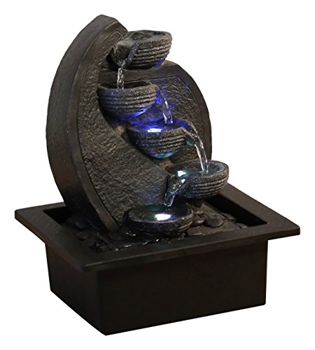 Zen'Light Cascade-v2 - Fuente de polirresina Gris/Negro, 17 x 21 x 26 cm