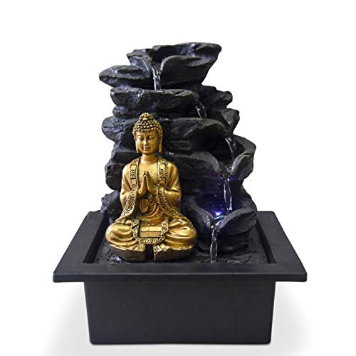 Zen'Light Shira - Fuente de Interior con Bomba e iluminación LED, Resina, Talla única