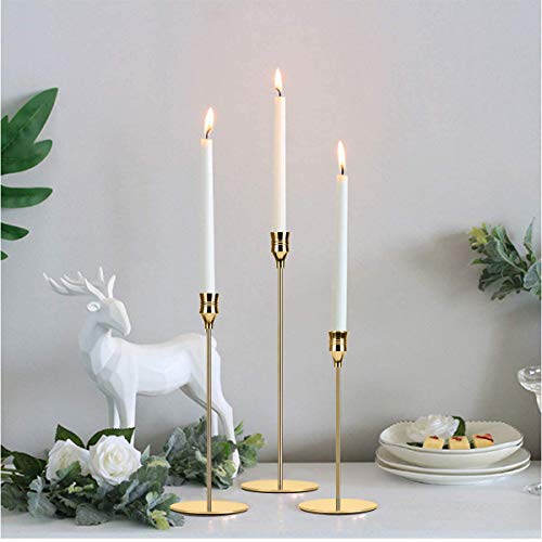 3 juegos de candelabros de diferentes tamaños, candelabros de 24/29/34 cm, velas cónicas, candelabros retro, candelabros para decoración de mesa...