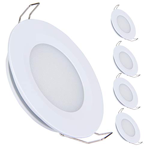 acegoo Juego de 4 lámparas LED empotrables de techo de 12 V, 3 W, para autocaravana, barco, caravana, coche, aluminio, 240 lúmenes, blanco cálido (blanco)