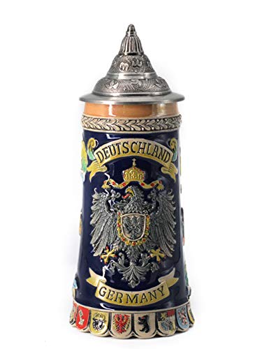 Amoy-Art Jarra de Cerveza Alemana Beer Stein Mug Deutschland águila Imperial para Regalos Giftbox 0.6Litre German