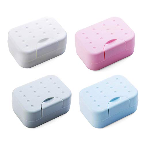 BangShou 4 Pieza Jabonera Caja Jabonera de Viaje Recipiente de Jabón Plástico de Viaje Soapbox Impermeable