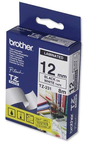 Best Price Square Tape, Black ON White, 12MM TZE-S231 by Brother