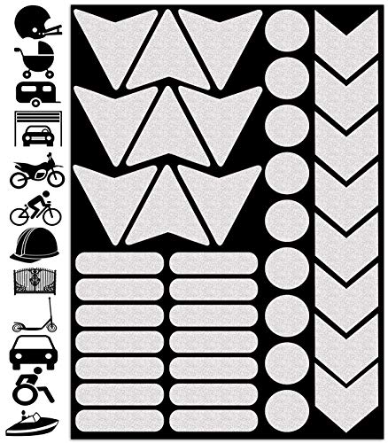 Biomar Labs® 40pcs Blanco Kit de Pegatina Cinta de Advertencia Reflectiva Reflectante Vinilo Adhesivo Coches Cascos Motos Ciclomotores Bicicletas Ordenador Portátil D 48