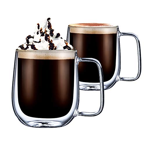 CMXING Tazas de café de Pared Doble Copas Tazas de café Termo Transparentes aisladas para Espresso Cappuccino Latte (300 ml)