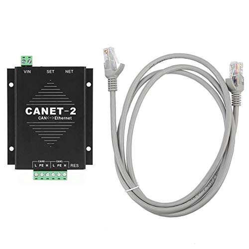 Conversor de Interfaz Ethernet a CAN, CANET-2 Adaptador de Datos CAN-Bus Industrial de 32 Dígitos de 2 Vías CAN-Bus a LAN TCP/IP Con Cable de Red