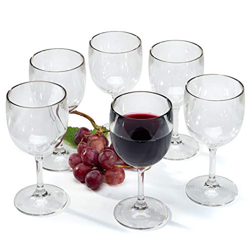 Copas de vino tinto plastico plástico reutilizables vasos agua policarbonato irrompibles 15 cl - Juego de 6 copas
