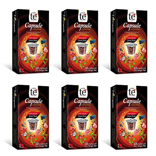 CUIDA TÉ - Infusión Cápsulas Nespresso, Té Frutos del Bosque, Compatibles con Máquinas Nespresso, 60 Cápsulas Forest Fruit