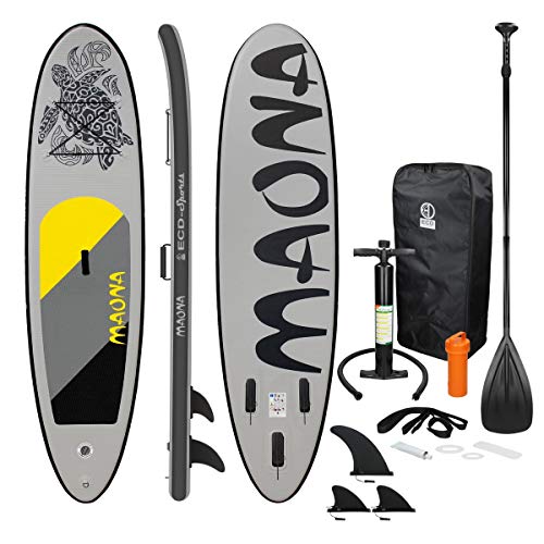 ECD Germany Tabla Hinchable Maona Paddle Surf/Sup 308 x 76 x 10 cm Gris Stand up Paddle Board PVC hasta 120kg 3 Aletas deslizantes Diferentes Modelos Incl Paleta Aluminio Bomba y Accesorios