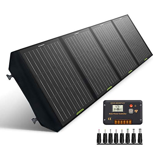 ECO-WORTHY 120W Kit de panel solar portátil controlador 20A genera 500WH / DÍA Camping al aire libre Emergencia de viaje