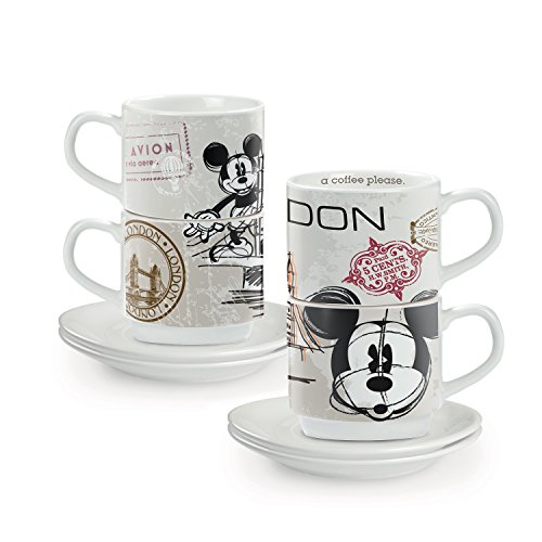 Egan PWM02I/LO - Juego de Tazas de café, Modelo en The City Londres, Porcelana, Multicolor, 4 Unidades