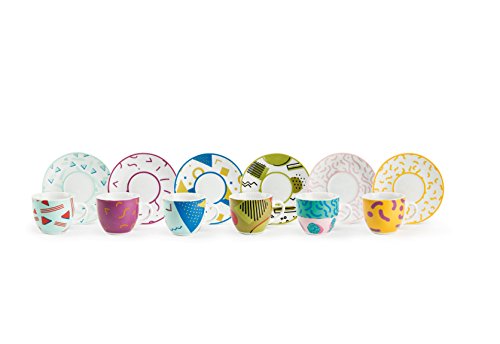 Excelsa Radical - Juego de 6 tazas de café con plato, porcelana, multicolor