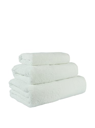 Flor de Algodón Panama Juego de 3 toallas algodón, BLANCO, 30x50, 50x90, 100x140, 3