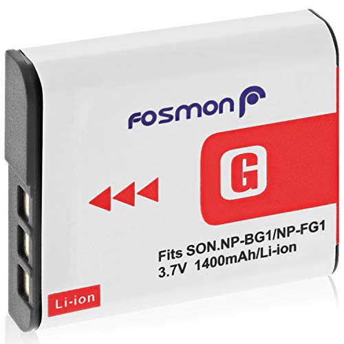 Fosmon Premium Sony NP-FG1 / NP-BG1 (3.7V / 1400 mAh) High Capacity Replacement Rechargeable Li-on Type G Battery Pack for Sony Cyber-Shot W Series Cameras DSC-W120, W110, W115, W130, W150, W170, W210, W300, DSC-T100, DSC-T20, DSC-N1, N2, H50 (2 Pack)