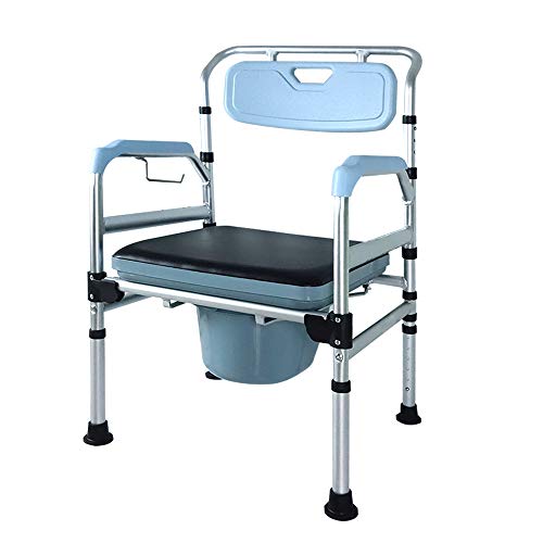 Froadp - Silla de baño con ruedas (altura regulable con respaldo y asiento de inodoro antideslizante)