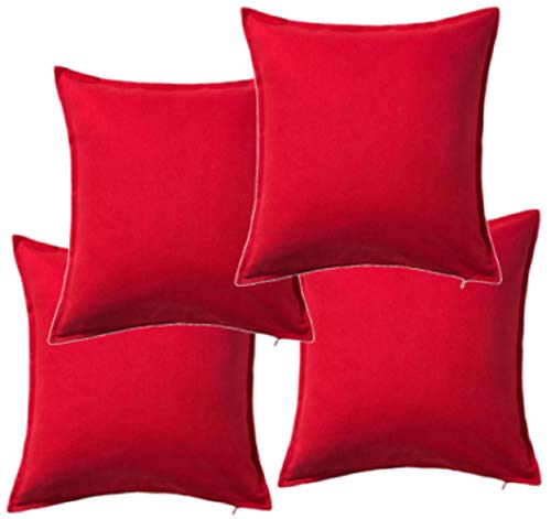 Funda de cojín IKEA Gurli, color rojo de 50 x 50 cm, Rojo, Pack de 4