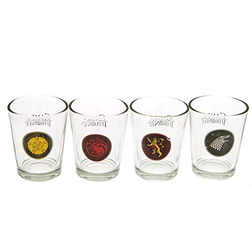 Game Of Thrones Juego de Tronos - Pack oficial de 4 vasos de chupito (Talla Única/Transparente)