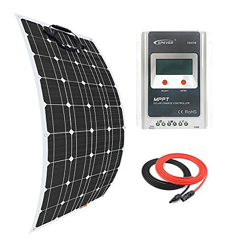 Giosolar Panel Solar 100W Flexible Panel Solar Kit Cargador de Batería Monocristalina 20A MPPT Solar Cargador Controlador para Barco Caravana Off-Grid