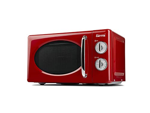 Girmi FM2102 - Horno de microondas con diseño vintage, 20 litros, 700 + 800 W, rojo