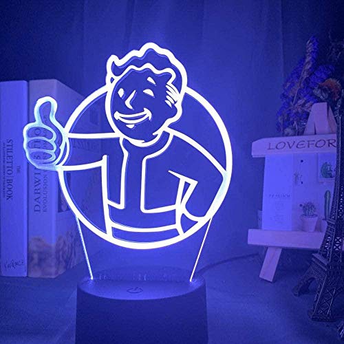giyiohok Lámpara de ilusión 3D Juego de luz nocturna LED Logotipo de Fallout Shelter para niños habitación infantil Precio de evento fresco Lámpara de mesa USB colorida