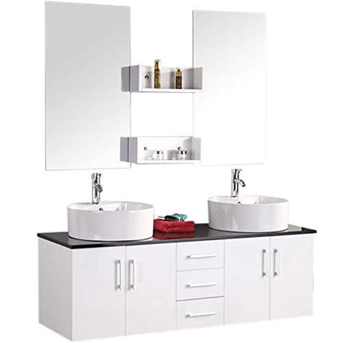 GRAFICA MA.RO SRL Muebles para baño Modelo Lion 150 cm para Cuarto de baño Espejo baño Grifo Incluido Mueble + 2 Espejos + repisas + grifería