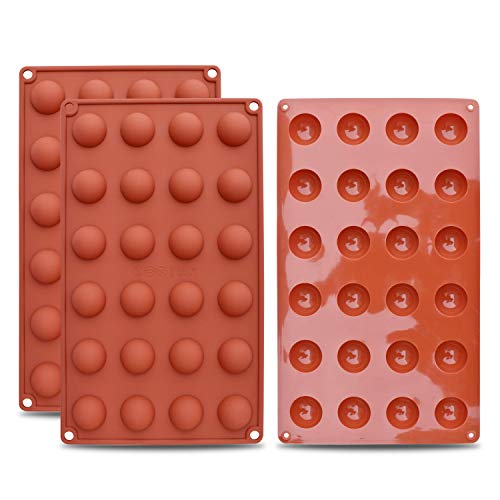 homEdge Mini molde de silicona semi-esfera de 24 cavidades, 3 paquetes de moldes para hornear para hacer chocolate, pasteles, gelatinas y mousse de cúpula