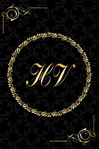 HV: Golden Monogrammed Letters, Executive Personalized Journal With Two Letters Initials, Designer Professional Cover, Perfect Unique Gift