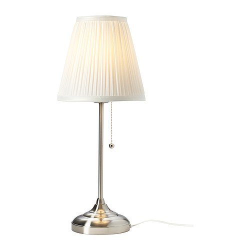 Ikea 702.806.34 Arstid - Lámpara de mesa (56 cm, pantalla de tela), color níquel
