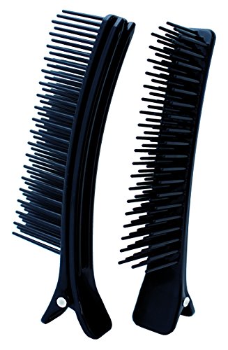 Italian Design 2 Pinzas Clip con púas a modo de cepillo, color negro, Único (IDACCFASHCLIP)