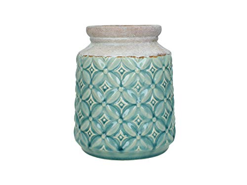 Jarrón (cerámica, 16,5 x 16,5 x 20 cm), Color Azul