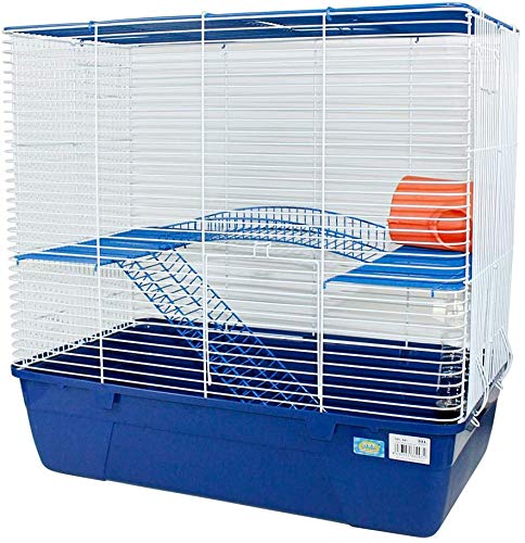 Jaula Hámster 2 Pisos con Escalera Jaula para Hamster Jaula jerbos Degus Jaula para pequeños roedores (Azul)