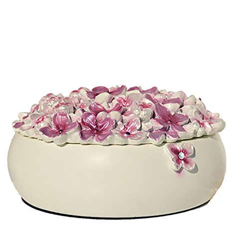 Jewelry storage box Joyero de resina de hortensia de resina romántica europea estilo coreano, caja de almacenamiento de chocolate caramelo, 3 colores opcional (blanco, rosa, verde) (Color : Pink)