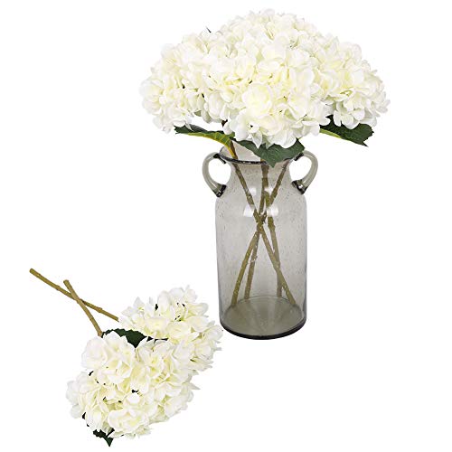 Kisflower 6Pcs Hortensia de Seda Flores Artificiales Hortensia Realista Ramo de Flores para la Fiesta de Bodas Oficina Decoración para el hogar (Blanco)