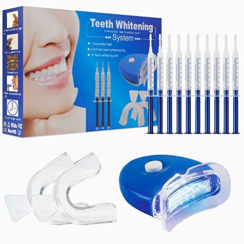 Kit de blanqueamiento dental, Home Teeth Whitening Kit Cuidado dental con kit de blanqueo profesional Dispositivo de blanqueamiento LED para dientes blancos, que incluye 10 pcs Gel de cuidado dental
