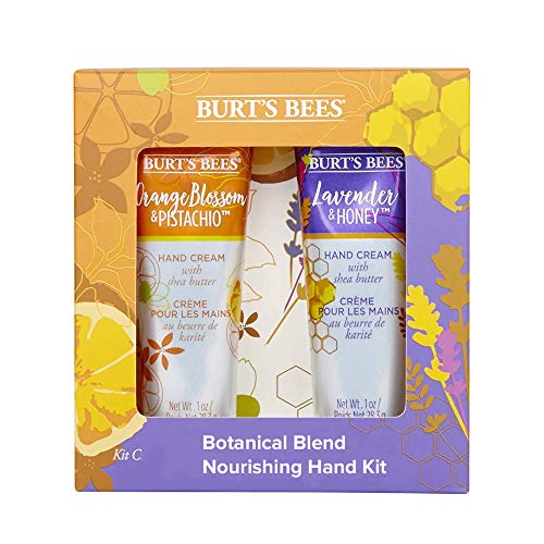 Kit para manos hidratante de 2 artículos con mezcla botánica Burt's Bees con 1 crema de manos con lavanda y miel (28,3 g) y 1 crema de manos con flor de azahar y pistacho (28,3 g)