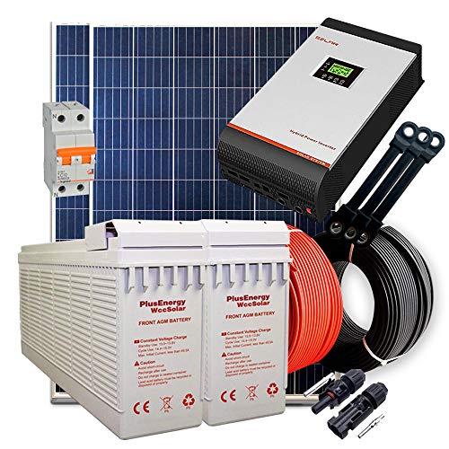 Kit Solar 24V 600W / 3.000W Día + 2 Paneles + 2 Baterías FT-250Ah + Inversor Multifunción 3kva con Regulador MPPT 60A