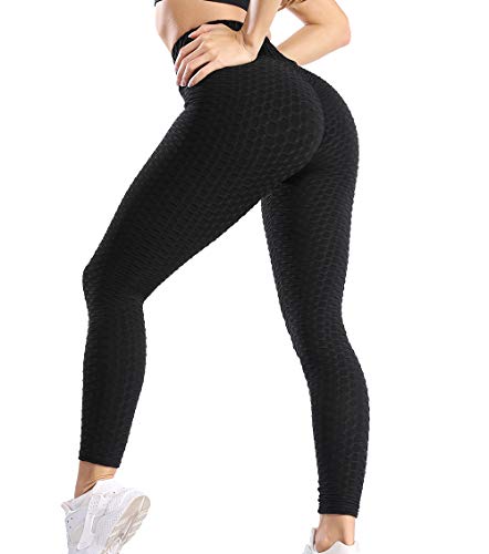 KIWI RATA Mallas Push up Mujer Leggins Deportivos Yoga Leggings de Cintura Alta Pantalones Deporte para Fitness Running Elásticos y Transpirables (Negro, XL)