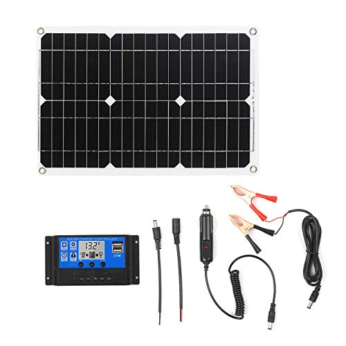KKmoon Kit de panel solar monocristalino Off Grid de 18 W 12 V con kit de cable de conexión SAE para regulador de carga solar (puerto USB individual)