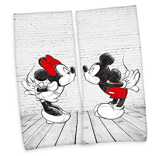 Klaus Herding GmbH Disney's Mickey & Minnie Mouse Pañuelo de Terciopelo, Algodón, Multicolor, 80 x 180 cm