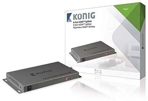 König KNVSP3408 divisor de video - Splitter de vídeo (HDMI, 3840 x 2160, 3840 x 2160 Pixeles, Gris, 315 x 160 x 30 mm)